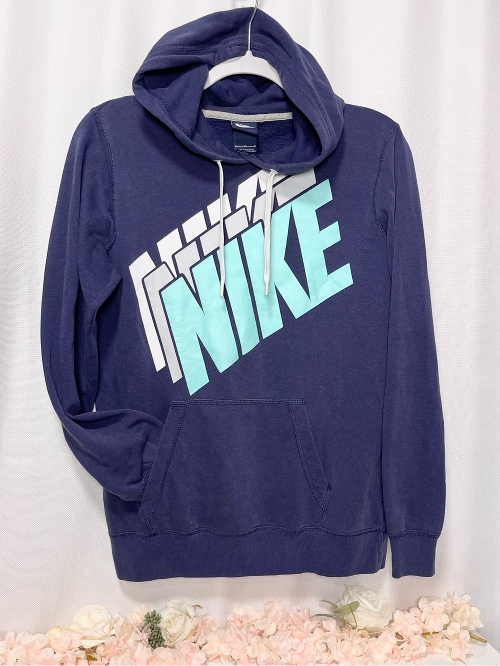 Nike Navy Hoodie pullover Aqua blue large